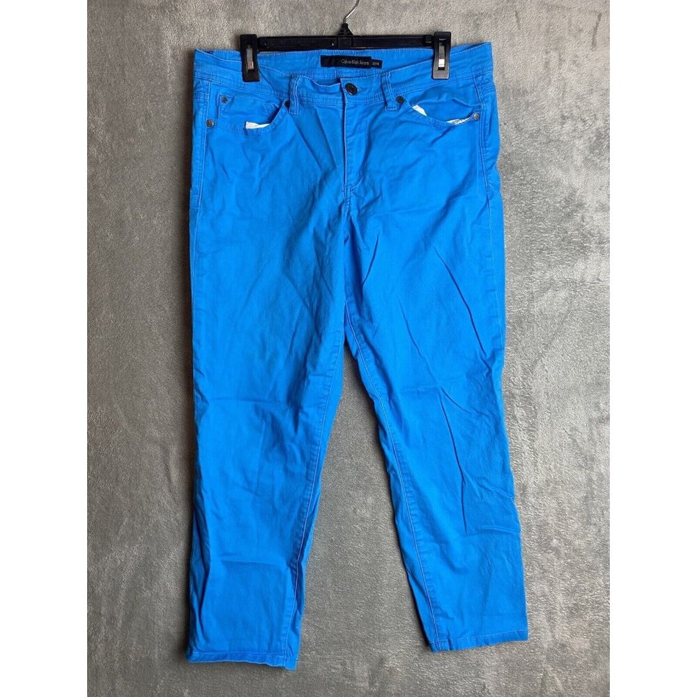 Calvin Klein Jeans Womens 14 Skinny Crop Blue Pants
